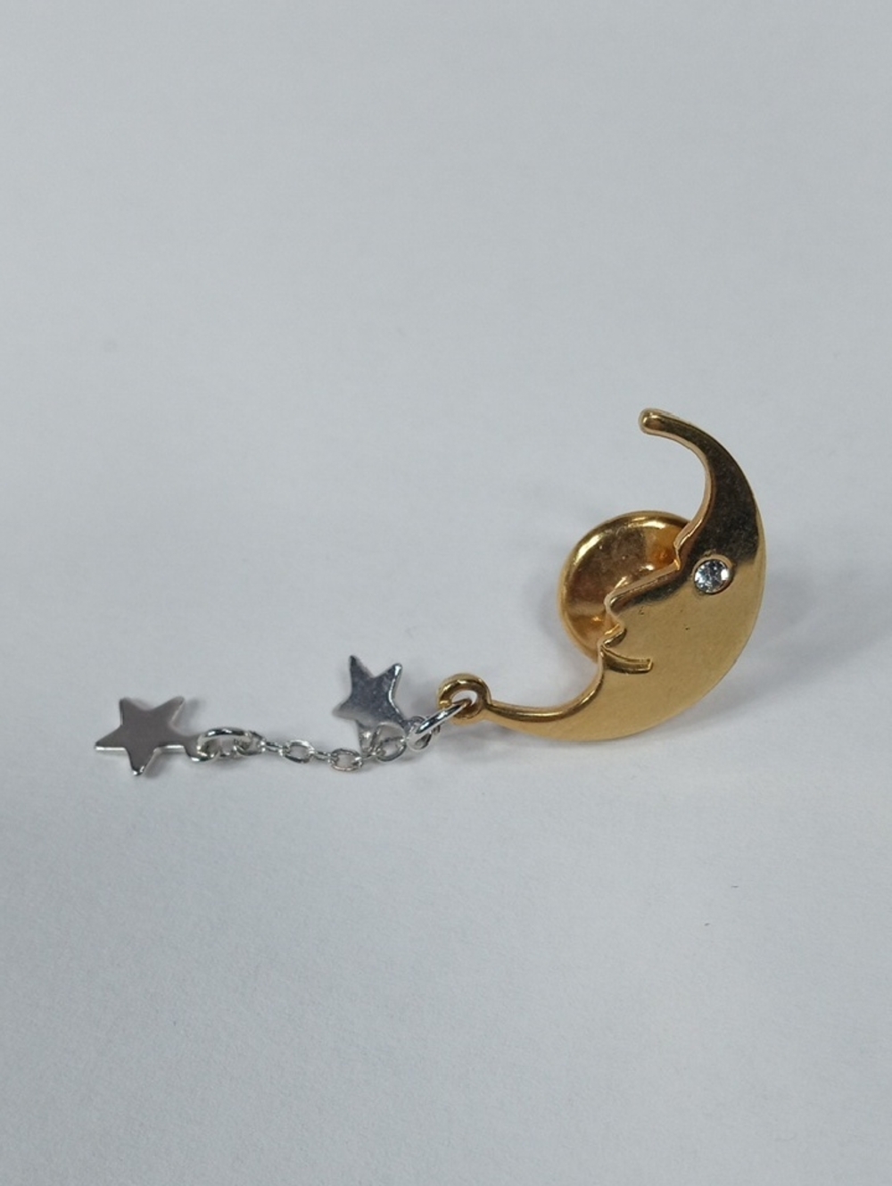 Vintage Avon Gold Tone Man In The Moon/Crescent Moon Tie Tack/Lapel Pin